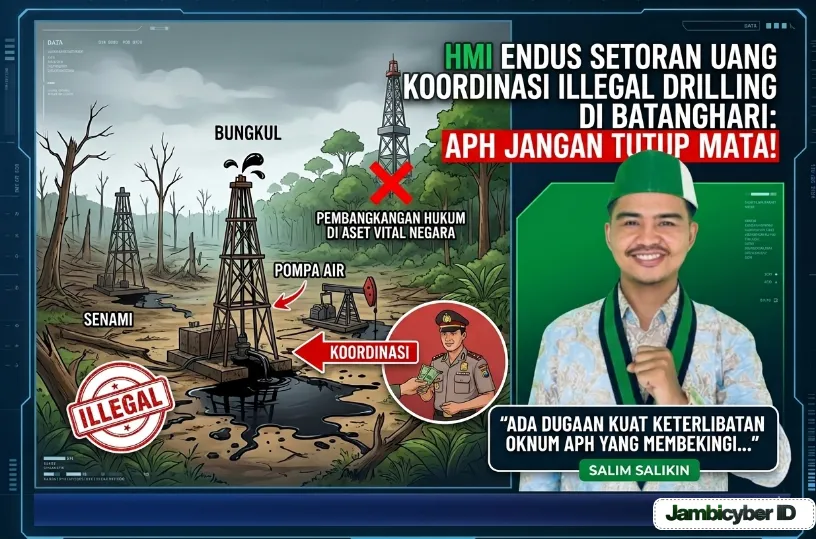 HMI Endus Setoran Uang Koordinasi llegal Drilling di Batanghari: APH Jangan Tutup Mata!