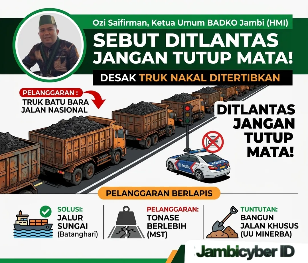 Sebut Ditlantas Jangan Tutup Mata, Badko Jambi Desak Truk Batu Bara Nakal Ditertibkan!