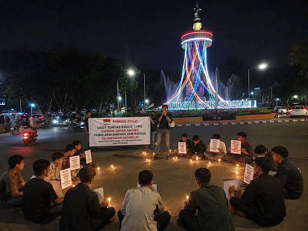 BEM Nusantara Provinsi Jambi Gelar Aksi Simbolis Nyalakan Lilin dan Orasi, Serukan Penegakan Hukum Tanpa Tebang Pilih